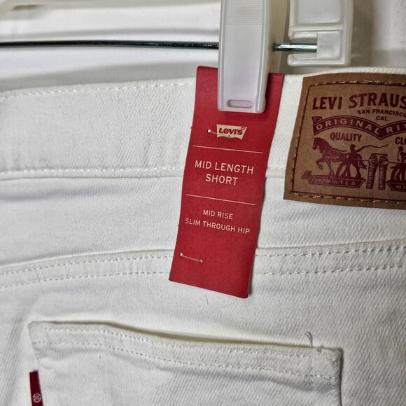Levis Mid Length Womens White Denim Shorts Size 34 5-Pocket Casual Style - Picture 8 of 9